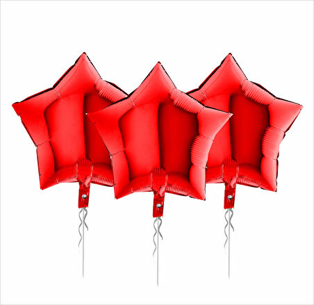 3 ADET YILDIZ FOLYO BALON KIRMIZI 18 INC