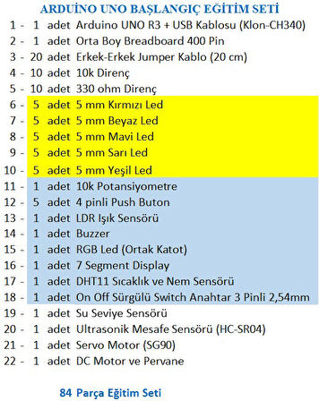 Arduino Uno Başlangıç Eğitim Seti