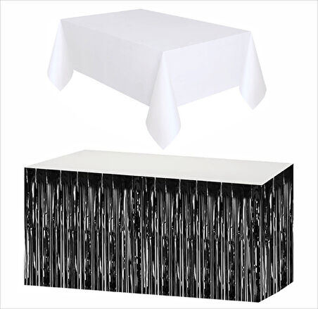 Taraftar Beyaz Masa Örtüsü, Siyah Masa Eteği