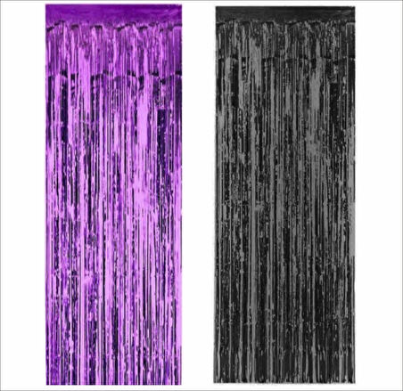 Mor Masa Örtüsü, Siyah Masa Eteği, 1 Adet Siyah Arka Fon, 1 Adet Mor Arka Fon