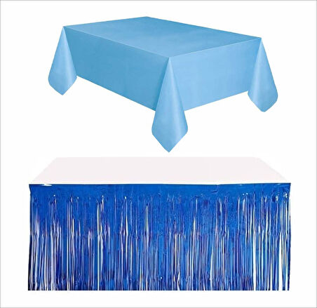 Mavi Masa Örtüsü, Lacivert Masa Eteği, Mavi Arka Fon