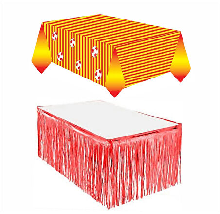 Taraftar Sarı Kırmızı Masa Örtüsü, Kırmızı Masa Eteği