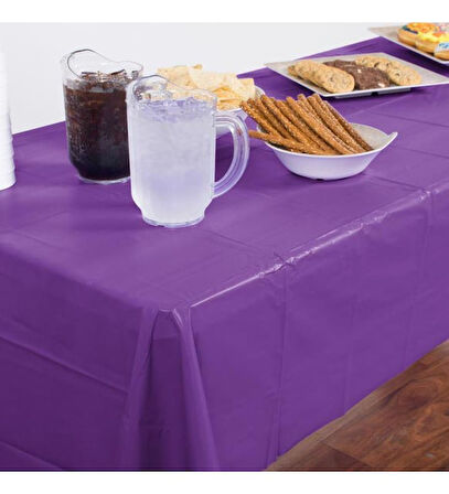 Mor Masa Örtüsü, Siyah Masa Eteği,  2 Adet Mor Arka Fon