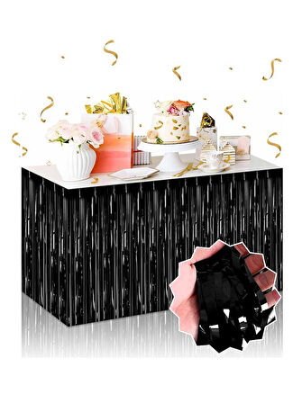 Mor Masa Örtüsü, Siyah Masa Eteği, Mor Arka Fon