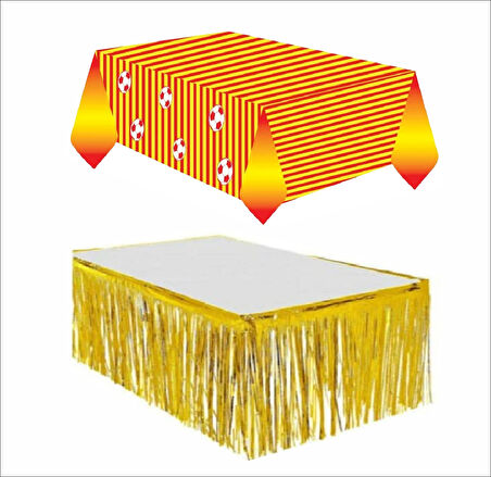 Taraftar Sarı Kırmızı Masa Örtüsü, Gold Masa Eteği
