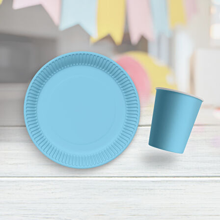  8 Adet Mavi Tabak, 8 Adet Mavi Bardak