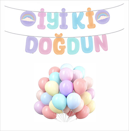 MAKARON BALON+BANNER SETİ