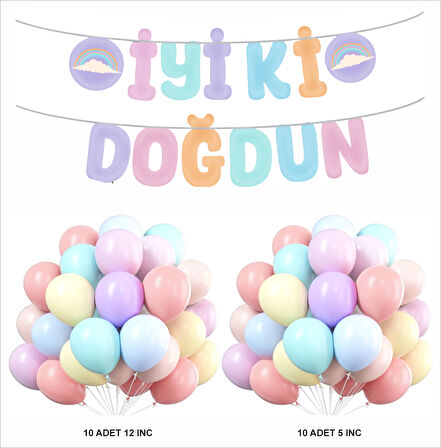 MAKARON BALON (5INC VE 12 INC) +BANNER SETİ