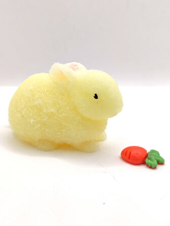 Tavşan Moj Moj Taba Squishy Havuçlu Tavşan Sıkma 7 cm Tüylü Sukuşi - Sarı