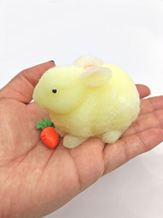 Tavşan Moj Moj Taba Squishy Havuçlu Tavşan Sıkma 7 cm Tüylü Sukuşi - Sarı