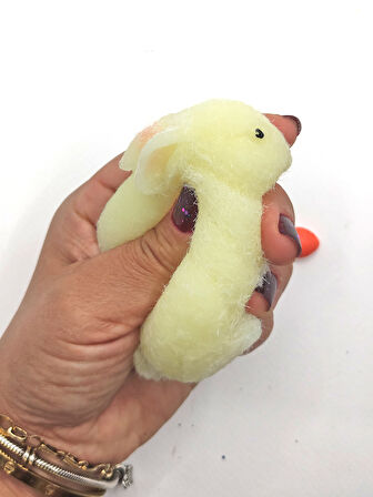 Tavşan Moj Moj Taba Squishy Havuçlu Tavşan Sıkma 7 cm Tüylü Sukuşi - Sarı