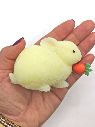 Tavşan Moj Moj Taba Squishy Havuçlu Tavşan Sıkma 7 cm Tüylü Sukuşi - Sarı