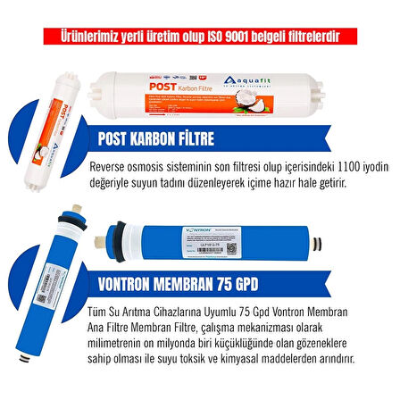 Açık Kasa Su Arıtma Cihazı 5'li Filtre Seti - 75 Gpd Vontron Membranlı