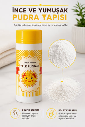 Talk Pudrası İnce ve Yumuşak Yapılı Serpme Pudra 75 Gr Günlük Kişisel Bakım Pudrası Pratik Kullanım