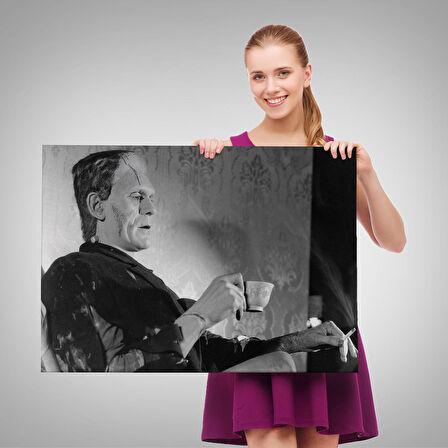 Frankenstein Remastered Tea and Cigarettes Korku Filmi Tablo, Boris Karloff Tablo-5369