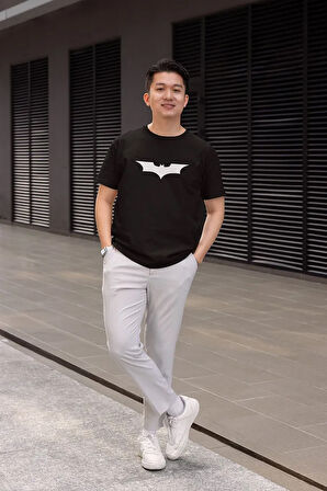 Batman Logo Baskılı Unisex Tişört, Oversize Batman Tişört