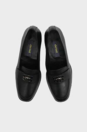 Hakiki Deri Kısa Topuklu Tokalı Kadın Casual Ayakkabı