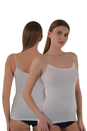 Kadın 6'lı İp Askılı Desenli Atlet - %95 Pamuk, %5 Likra