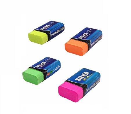 Silka Silgi 4 Adet Neon Renk Silgi ART.3