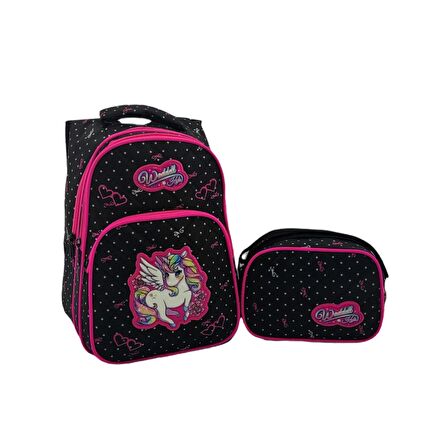 Waddell Unicorn Benekli İlkokul Sırt ve Beslenme Çantası 5051