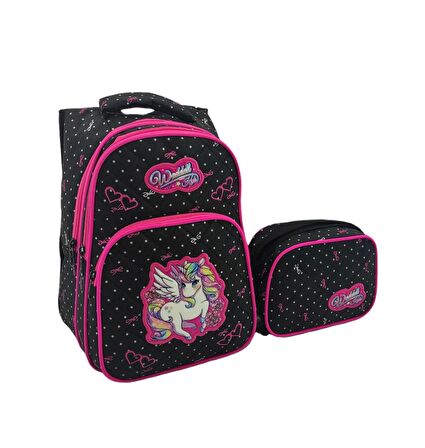 Waddell Unicorn Benekli İlkokul Sırt ve Beslenme Çantası 5051