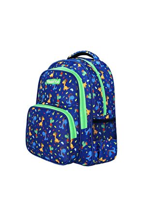 Waddell Lacivert Dinazor Desenli İlkokul Sırt ve Beslenme Çantası 5053