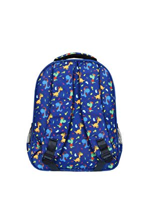 Waddell Lacivert Dinazor Desenli İlkokul Sırt ve Beslenme Çantası 5053
