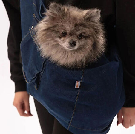 Lacivert Denim Crossbody Köpek Taşıma Çantası