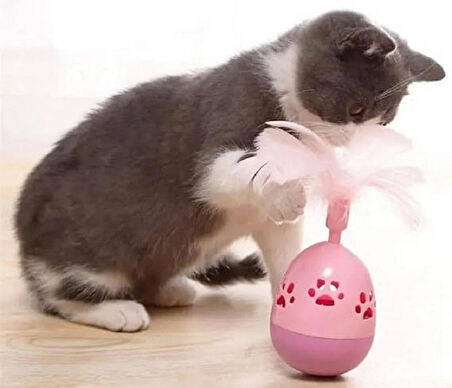 Çıngıraklı Tüylü Hacıyatmaz Kedi Oyuncağı