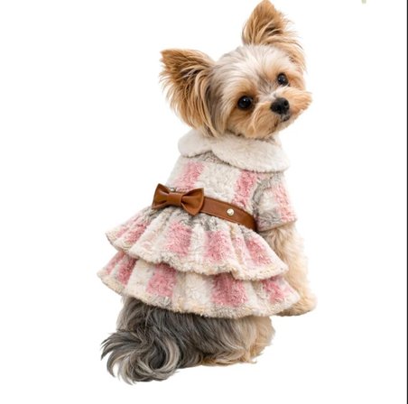 PARİS - PUDRA EKOSE KIŞLIK KEDİ KÖPEK CEKET ELBİSE