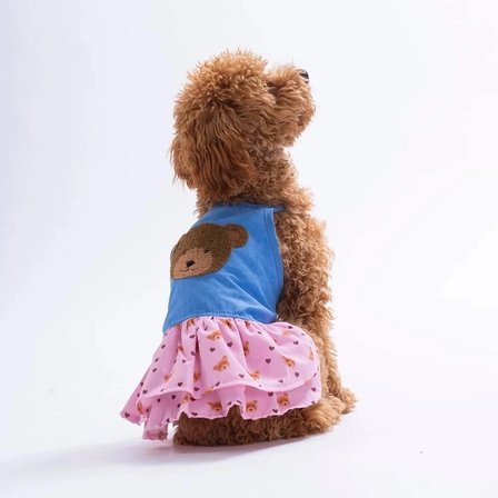Cozie Bear Denim Kedi Köpek Elbise