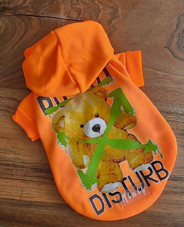NEON TURUNCU TEDDY KAPŞONLU KEDİ KÖPEK SWEAT