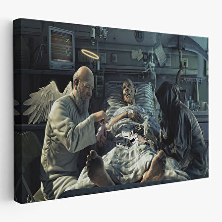 Azrail ve Melek Kumar Oynuyor Kanvas Tablo, Ölüm Meleği Çalışıyor Tablo-5373