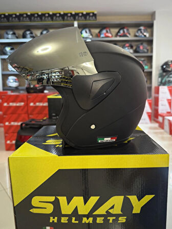 Sway 733 Mat Siyah Yarım Kask