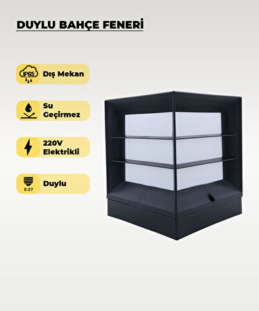 E27 Duylu Bahçe Feneri – IP65 Su Geçirmez – 220V Dış Mekan Aydınlatma