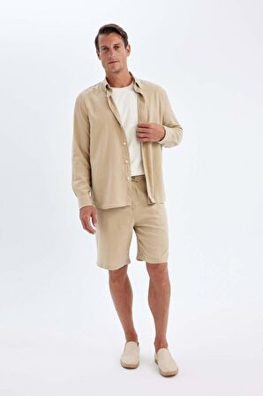 DeFacto Relax Fit Keten Karışımlı Bermuda Şort C1125AX24SMBG732