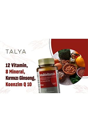 Multivitamin İçeren Takviye Edici Gıda (Mineraller, Kırmızı Ginseng ve Koenzim Q10), 60 Tablet