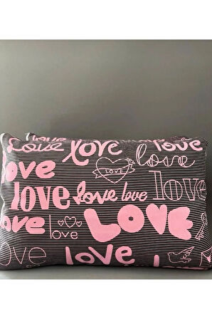 Love Desen Yastık Kılıfı 2 Adet + Kapitoneli Yastık Koruyucu 50x70 - 2 Adet