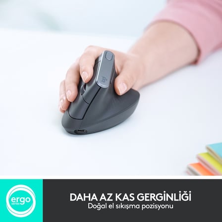  Logitech MX Vertical Gelişmiş Ergonomik Dikey Mouse - Siyah