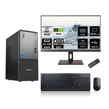 Lenovo ThinkCentre Neo 50T G5 i7 13700 24GB 256GB SSD RTX3050/6GB 23.8" FHD FDOS Masaüstü Bilgisayar