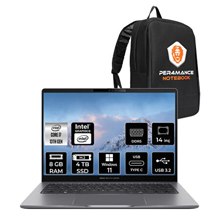 Asus Expertbook P3 i7 13620H 8GB DDR5 4TB SSD 14" WUXGA W11H P3405CVA Dizüstü Bilgisayar & ÇANTA