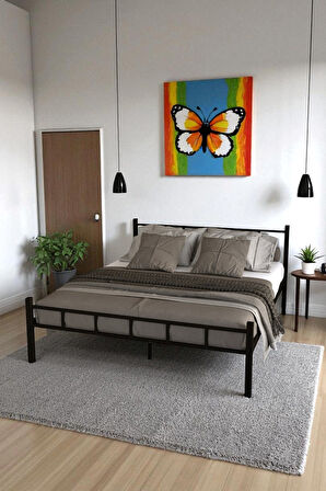 FURSİMO SERENİTA SERİSİ SİYAH METAL  ÇİFT KİŞİLİK KARYOLA,FERFORJE KARYOLA 160X200