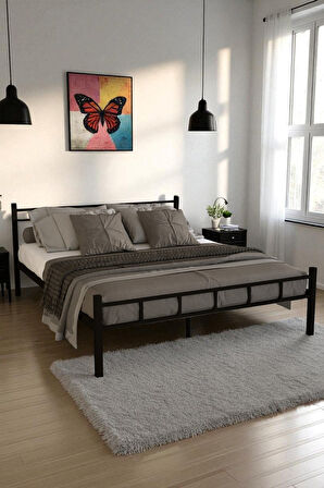 FURSİMO SERENİTA SERİSİ SİYAH METAL  ÇİFT KİŞİLİK KARYOLA,FERFORJE KARYOLA 160X200