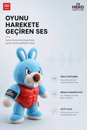 I'm Hero Serisi TPR Dokulu Sesli Tavşan Peluş Köpek Oyuncağı - Küçük Irk & Yavru Diş Kaşıyıcı