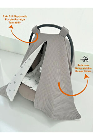 Puset Örtüsü Ve Puset Minderi Gri Waffle Pike Ve Mickey Desen Tasarım