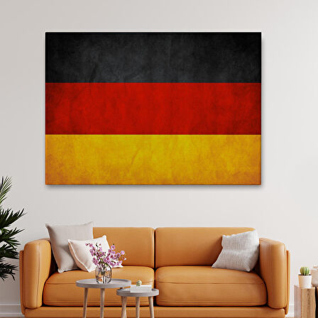 Almanya Bayrağı Rustik Yıpranmış Tablo, Ev ve Ofis Dekoru-5386