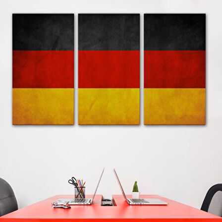 Almanya Bayrağı Rustik Yıpranmış Tablo, Ev ve Ofis Dekoru-5386