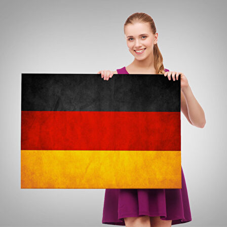 Almanya Bayrağı Rustik Yıpranmış Tablo, Ev ve Ofis Dekoru-5386