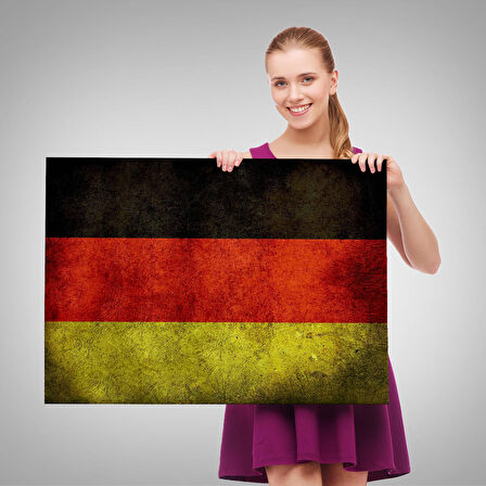 Almanya Bayrağı Rustik Kanvas Tablo, Ev ve Ofis Dekoru Tablo-5387