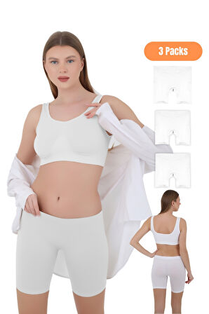 Mikro Fiber Kadın Uzun Boxer 3'lü Özel Paket - Siyah, Beyaz, Ten | S/M, L/XL
